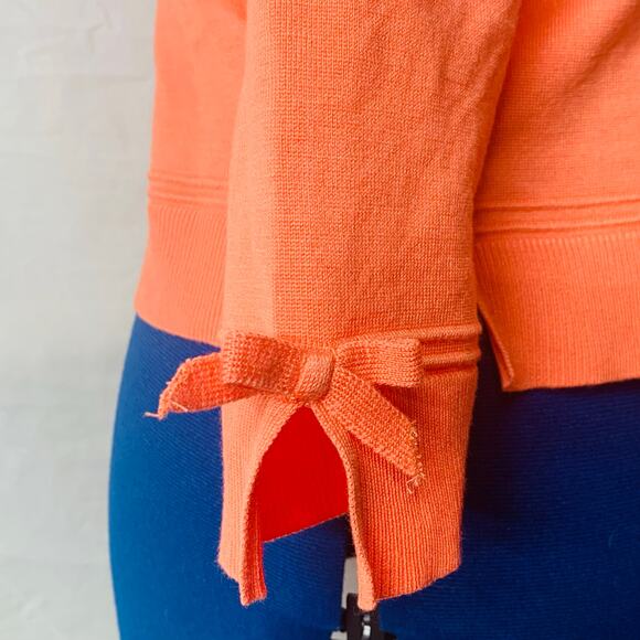 89th & Madison Cardigan Sweater Womens Large Orange 3/4 Sleeve Bows Lightly Used - Picture 3 of 9